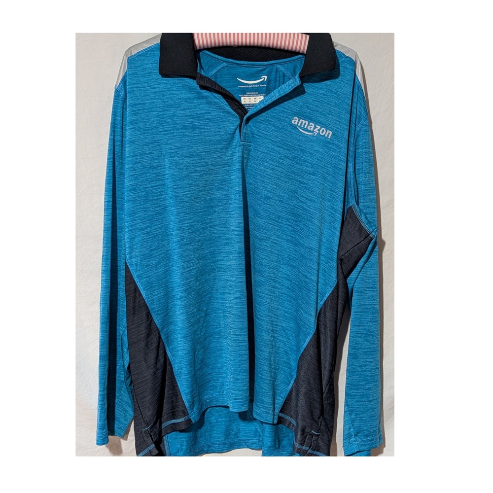 Luly Yang Long Sleeve Performance Polo Shirt Blue XL Men's Polyester